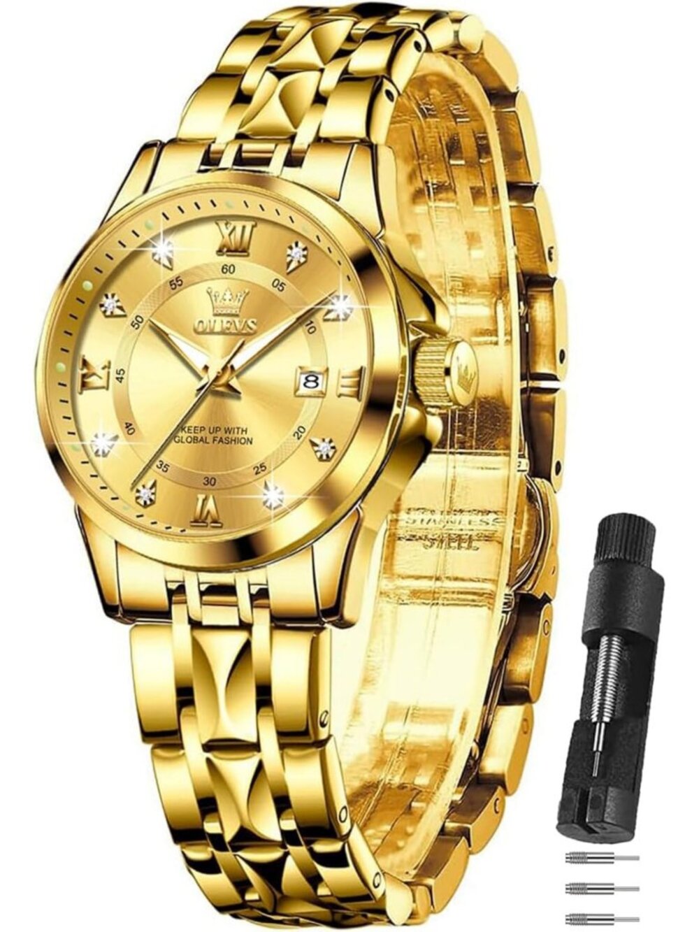 Stylish Women's Dress Watch - 30M Waterproof, Long Band for Medium Wrists